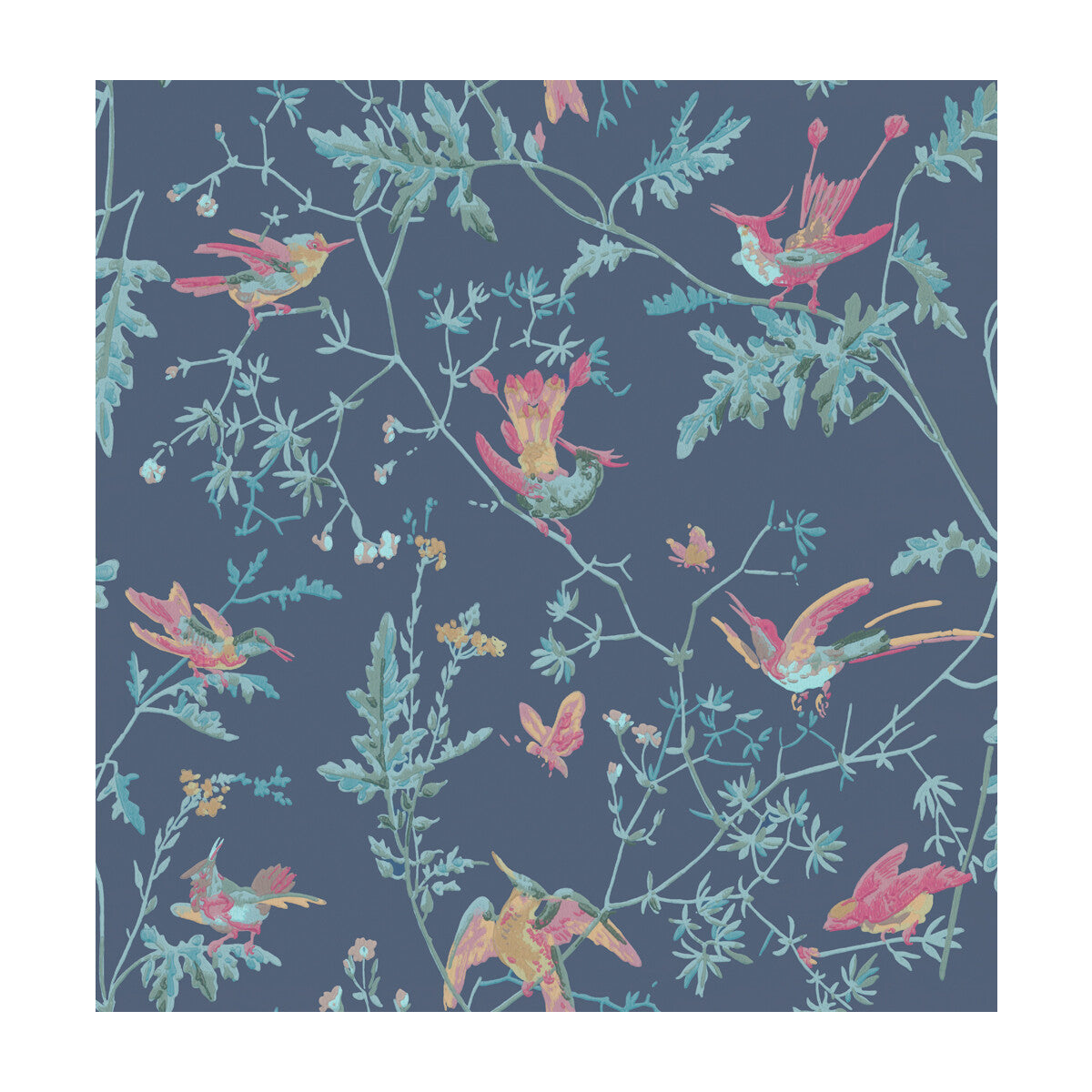 COLE & SON 100/14068.CS.0 HUMMINGBIRDS INDIGO MULTI-COLOUR Wallpaper - Eade's Wallpaper
