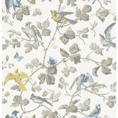 COLE & SON 100/2008.CS.0 WINTER BIRDS YELLOW & GREY Wallpaper - Eade's Wallpaper