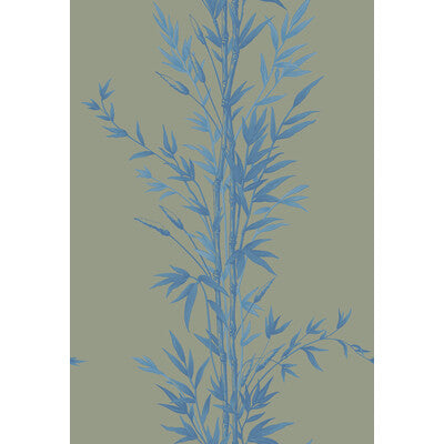 COLE & SON 100/5026.CS.0 BAMBOO BLUE ON KHAKI Wallpaper - Eade's Wallpaper