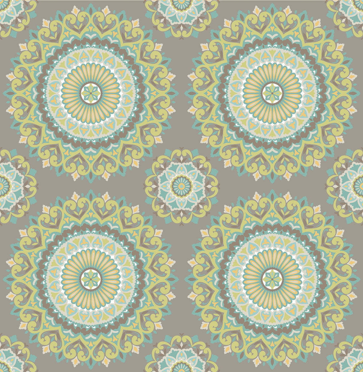 A-Street Prints 1014-001804 Gemma Grey Boho Medallion Wallpaper
