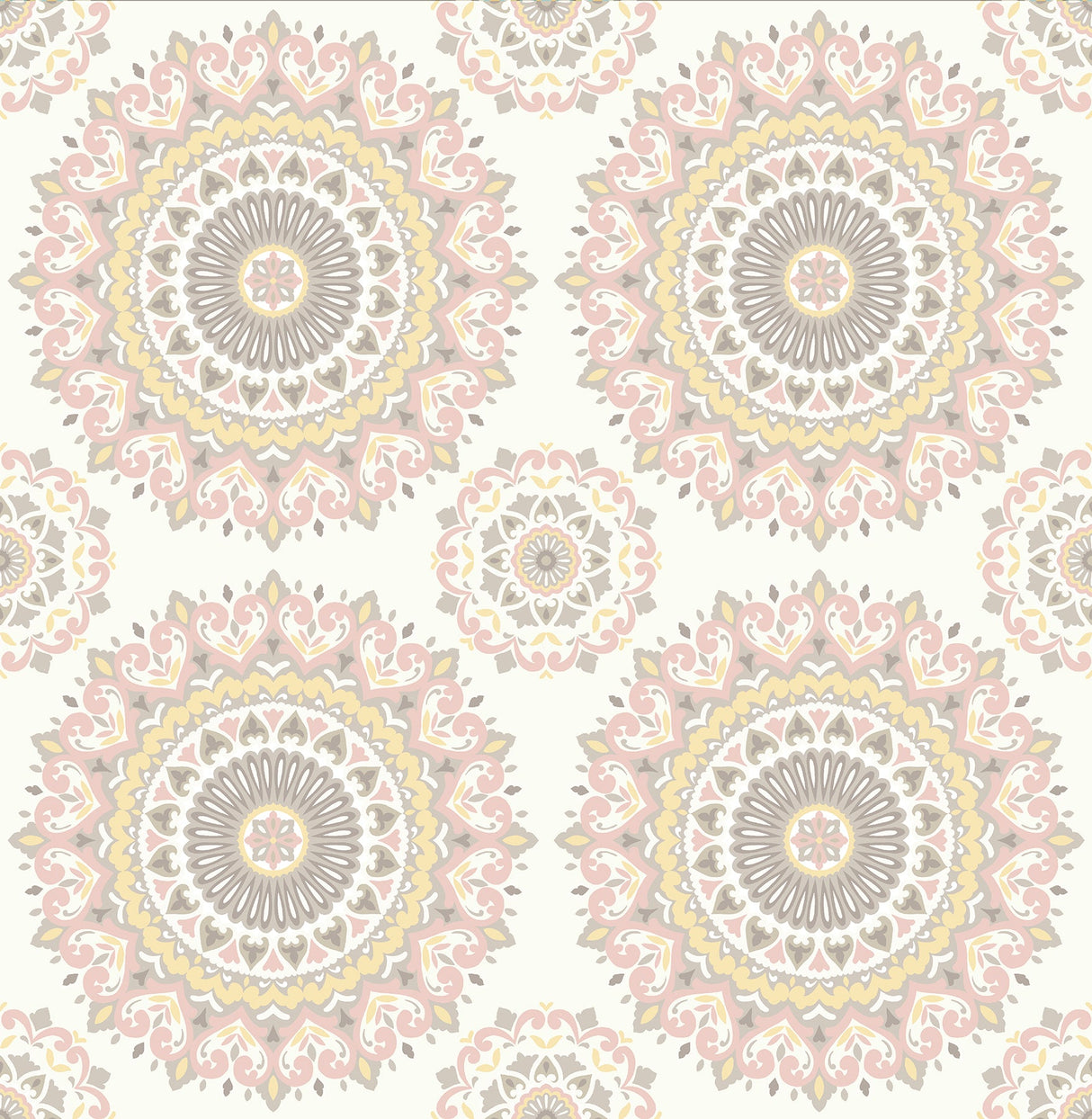 A-Street Prints 1014-001805 Gemma Light Pink Boho Medallion Wallpaper