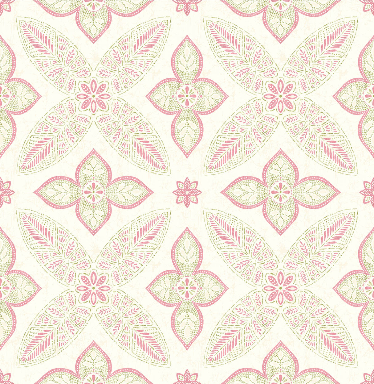 A-Street Prints 1014-001826 Off Beat Ethnic Pink Geometric Floral Wallpaper
