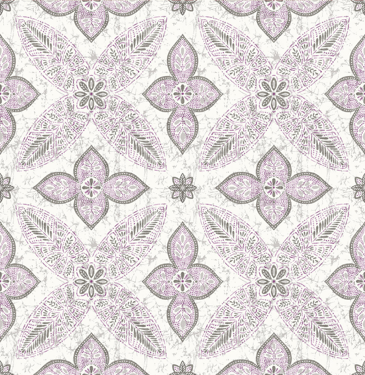 A-Street Prints 1014-001827 Off Beat Ethnic Violet Geometric Floral Wallpaper