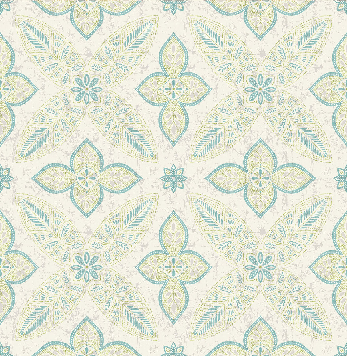 A-Street Prints 1014-001829 Off Beat Ethnic Turquoise Geometric Floral Wallpaper