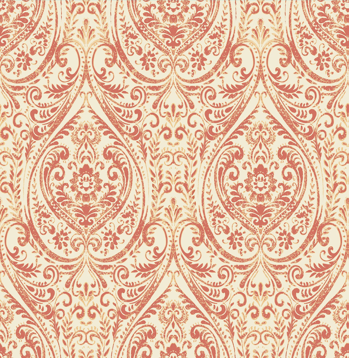 A-Street Prints 1014-001867 Gypsy Coral Damask Wallpaper