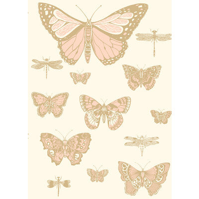 COLE & SON 103/15066.CS.0 BUTTERFLIES & DRAGONFLIES PINK ON IVRY Wallpaper - Eade's Wallpaper