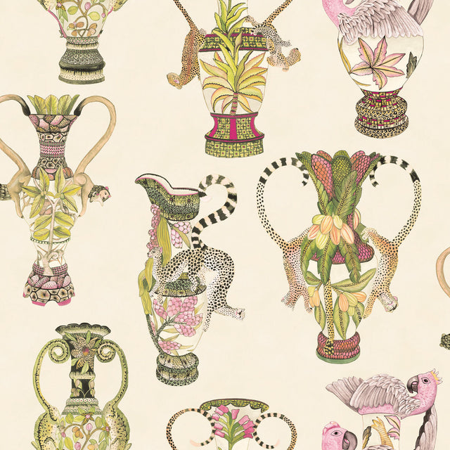 COLE & SON 109/12057.CS.0 KHULU VASES CREAM & MULTI Wallpaper - Eade's Wallpaper