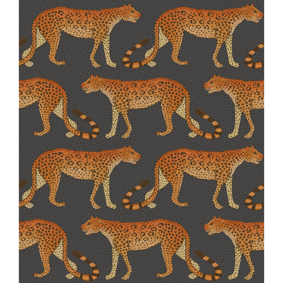 COLE & SON 109/2008.CS.0 LEOPARD WALK CHARCOAL & ORANGE Wallpaper - Eade's Wallpaper