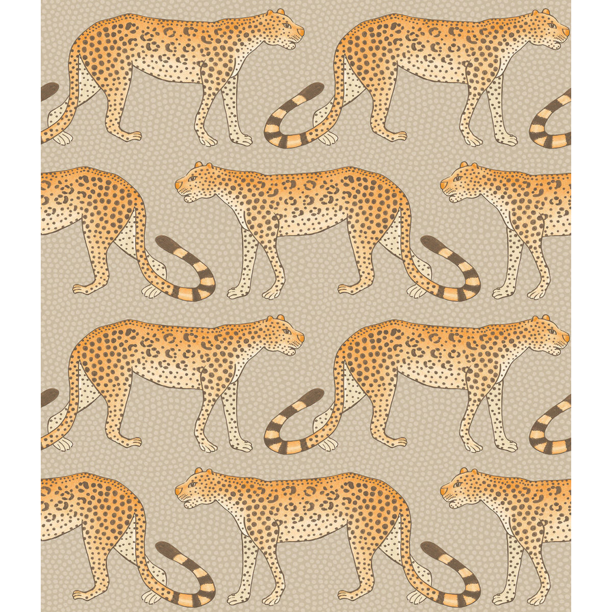 COLE & SON 109/2010.CS.0 LEOPARD WALK STONE & ORANGE Wallpaper - Eade's Wallpaper