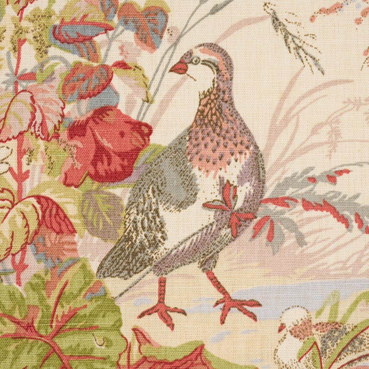 Schumacher 1106021 QUAIL MEADOW in WINTER Fabric - A COUNTRY