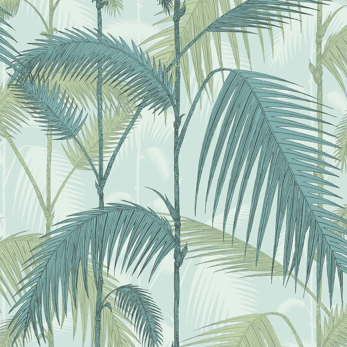 COLE & SON 112/1001.CS.0 PALM JUNGLE PRINT ROOM BLUE/MINT Wallpaper - Eade's Wallpaper
