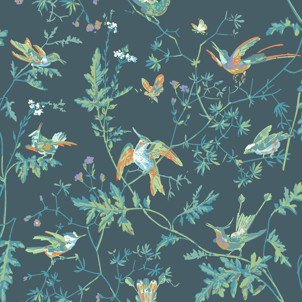 COLE & SON 112/4014.CS.0 HUMMINGBIRDS VIRIDIAN Wallpaper - Eade's Wallpaper