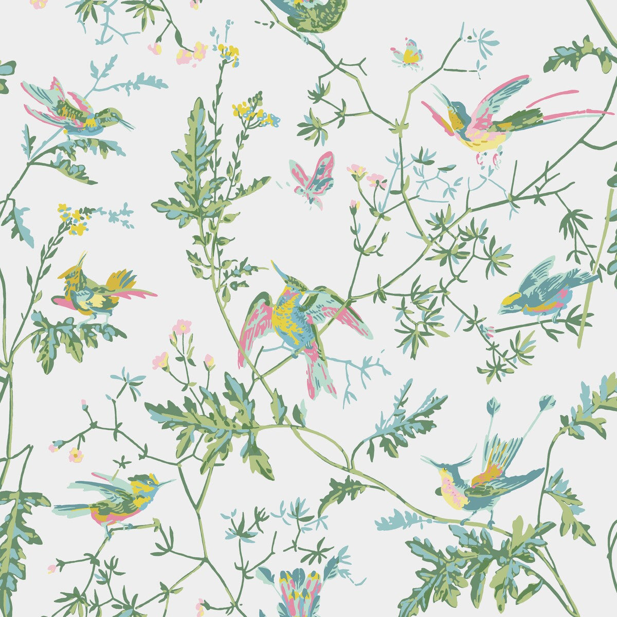 COLE & SON 112/4015.CS.0 HUMMINGBIRDS GREEN/PINK Wallpaper - Eade's Wallpaper