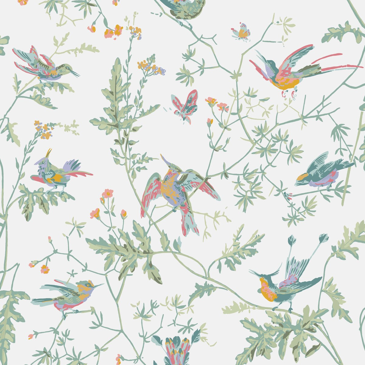 COLE & SON 112/4016.CS.0 HUMMINGBIRDS PASTEL Wallpaper - Eade's Wallpaper