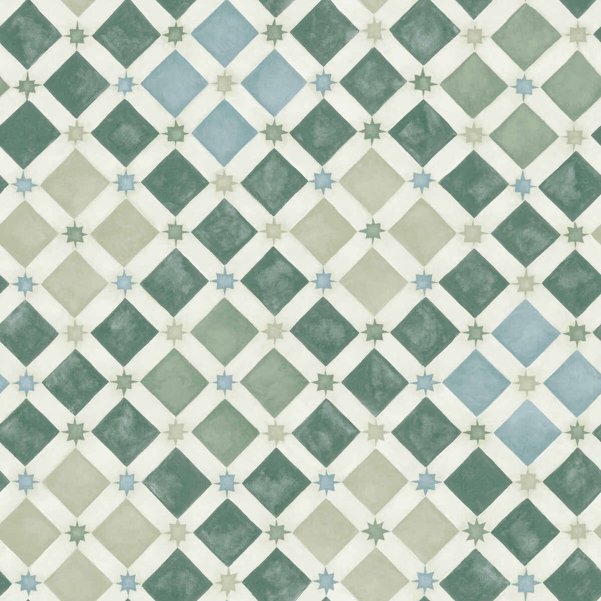 COLE & SON 113/11033.CS.0 ZELLIGE OLIVE & PRINT ROOM BLUE Wallpaper - Eade's Wallpaper