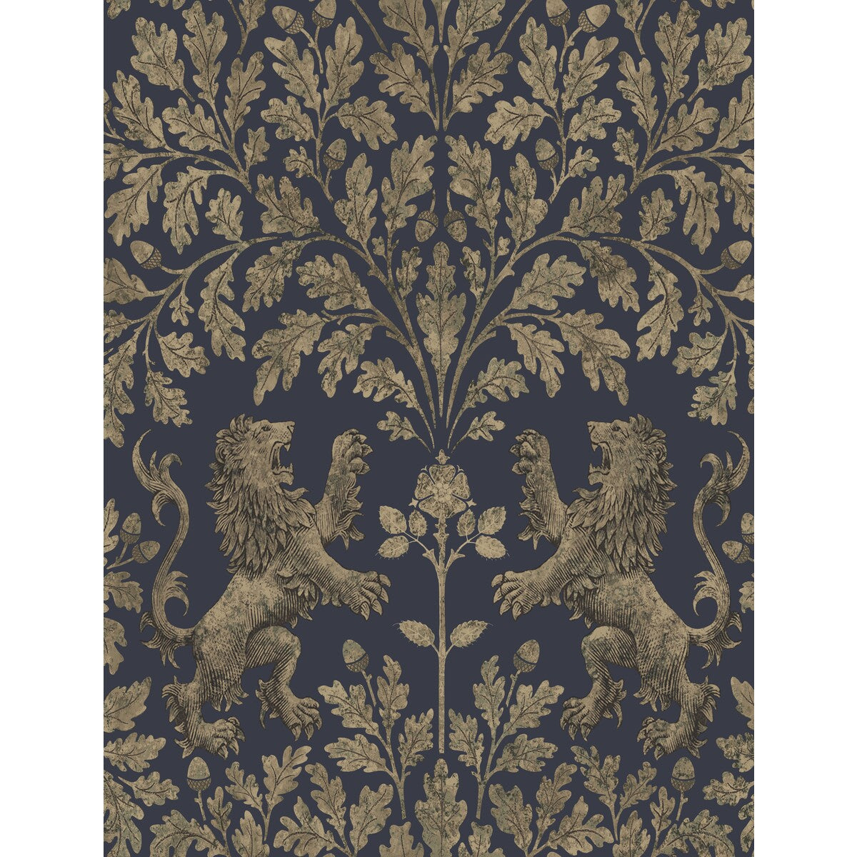 COLE & SON 116/10039.CS.0 BOSCOBEL OAK M GILVER/INK Wallpaper - Eade's Wallpaper