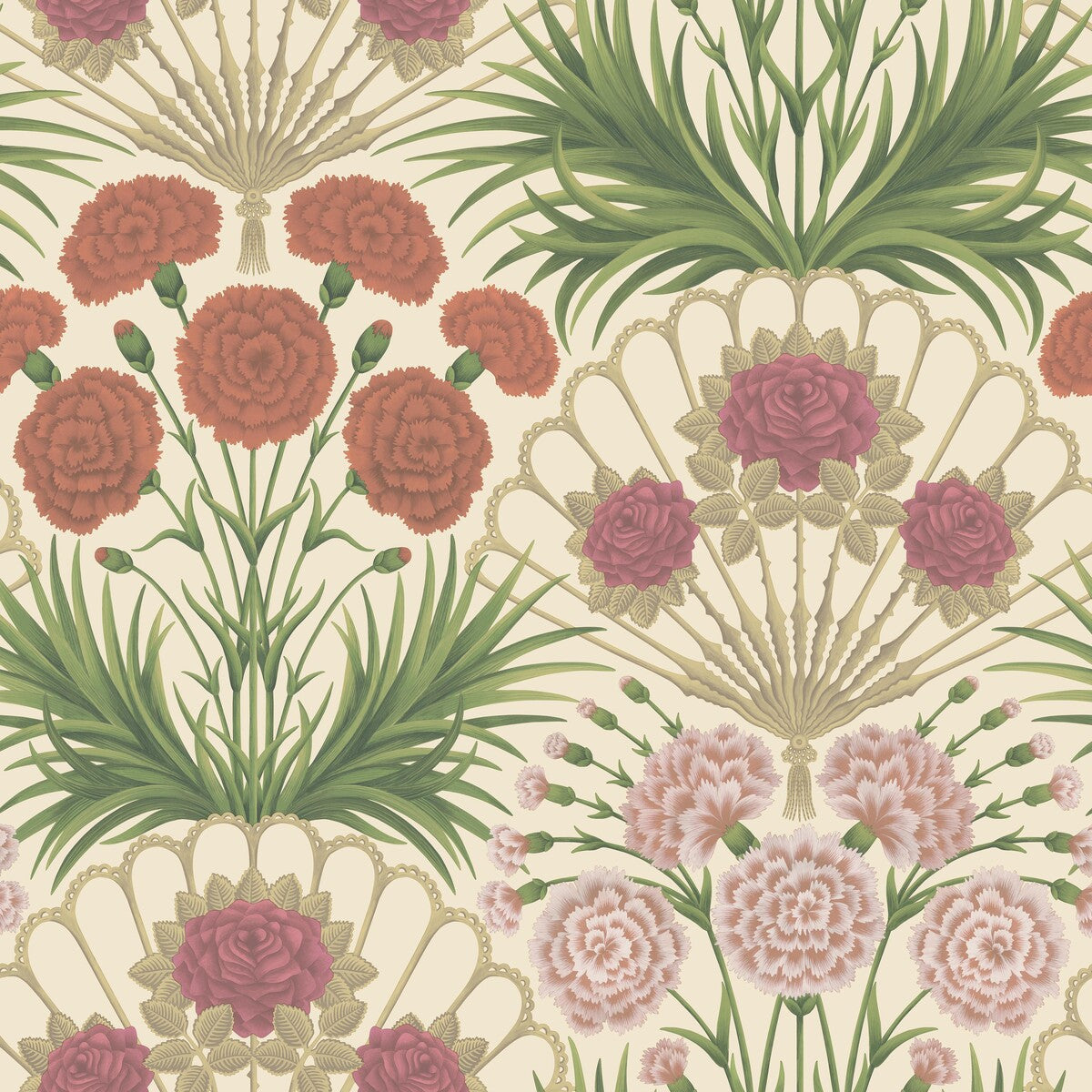 COLE & SON 117/14045.CS.0 FLAMENCO FAN FUCHSIA/ROUGE/METAL GLD/CREAM Wallpaper - Eade's Wallpaper