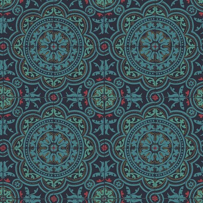 COLE & SON 117/8021.CS.0 PICCADILLY PETROL/RED/METALLIC GOLD ON INK Wallpaper - Eade's Wallpaper