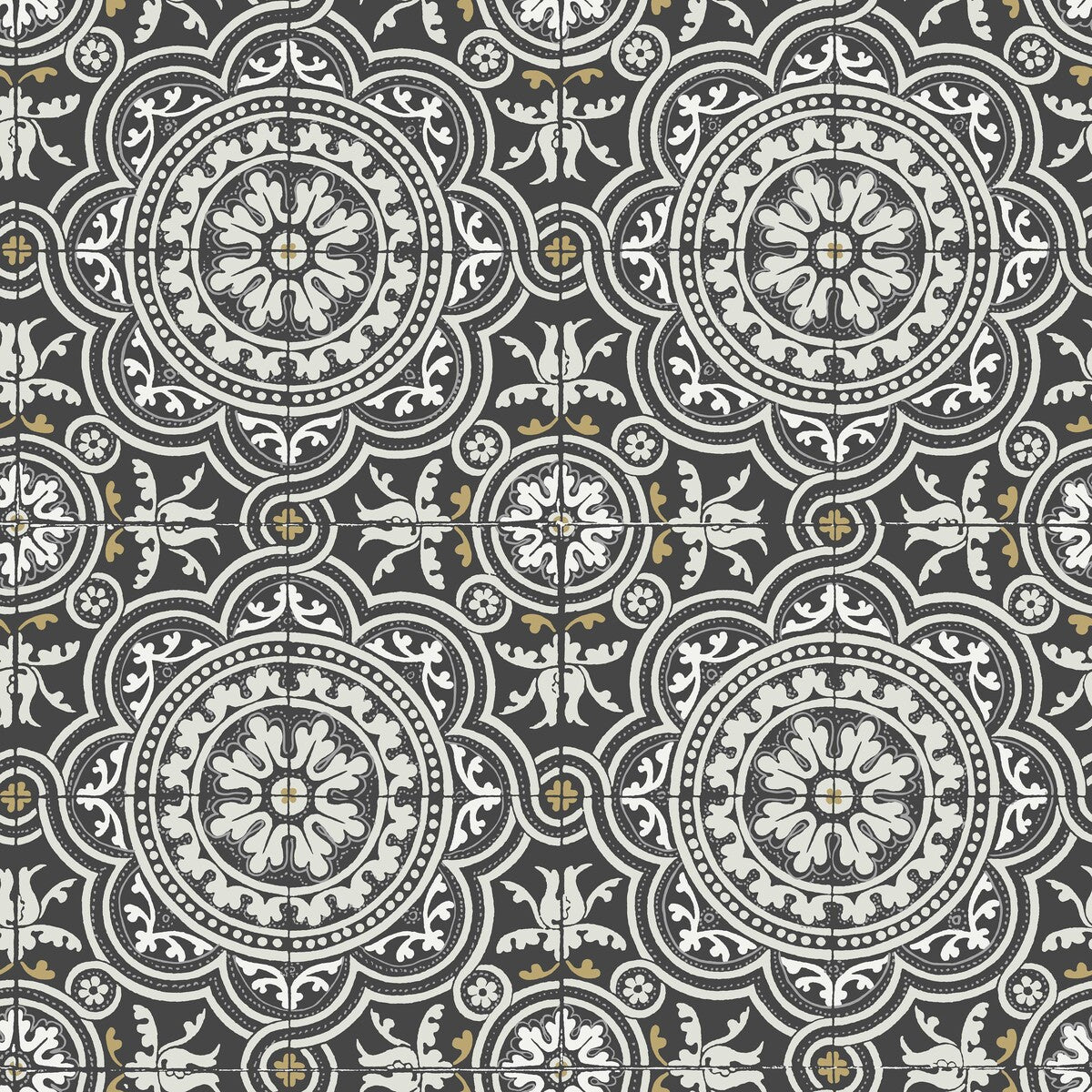 COLE & SON 117/8022.CS.0 PICCADILLY GREY & METALLIC GOLD ON BLACK Wallpaper - Eade's Wallpaper