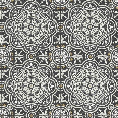COLE & SON 117/8022.CS.0 PICCADILLY GREY & METALLIC GOLD ON BLACK Wallpaper - Eade's Wallpaper