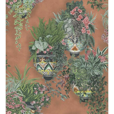 COLE & SON 117/9025.CS.0 TALAVERA ROSE & SPRING GREEN ON TERRACOTTA Wallpaper - Eade's Wallpaper