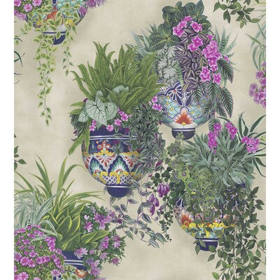 COLE & SON 117/9027.CS.0 TALAVERA MAGENTA & SPRING GREENS ON STONE Wallpaper - Eade's Wallpaper