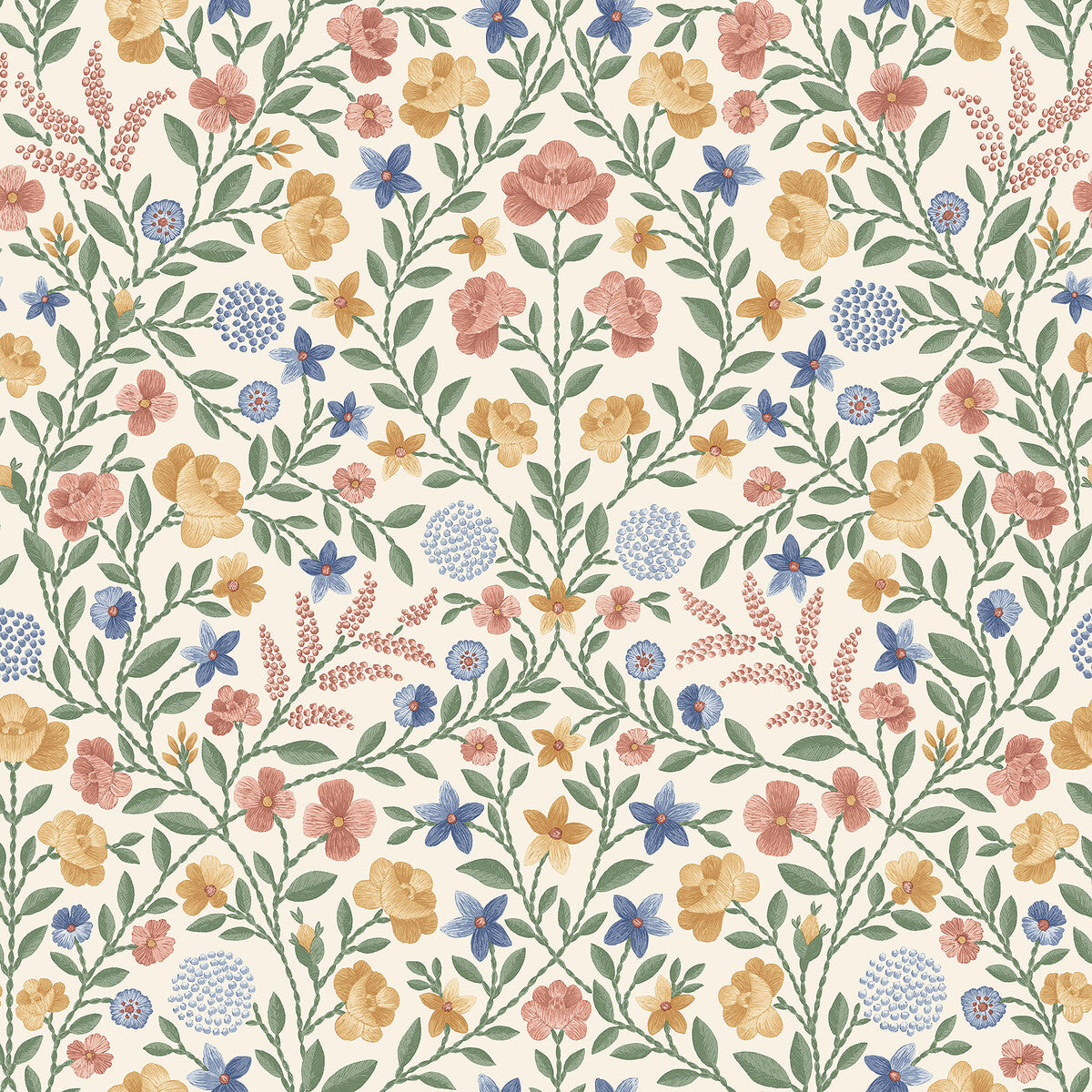 COLE & SON 118/13029.CS.0 COURT EMBROIDERY CORAL Wallpaper - Eade's Wallpaper