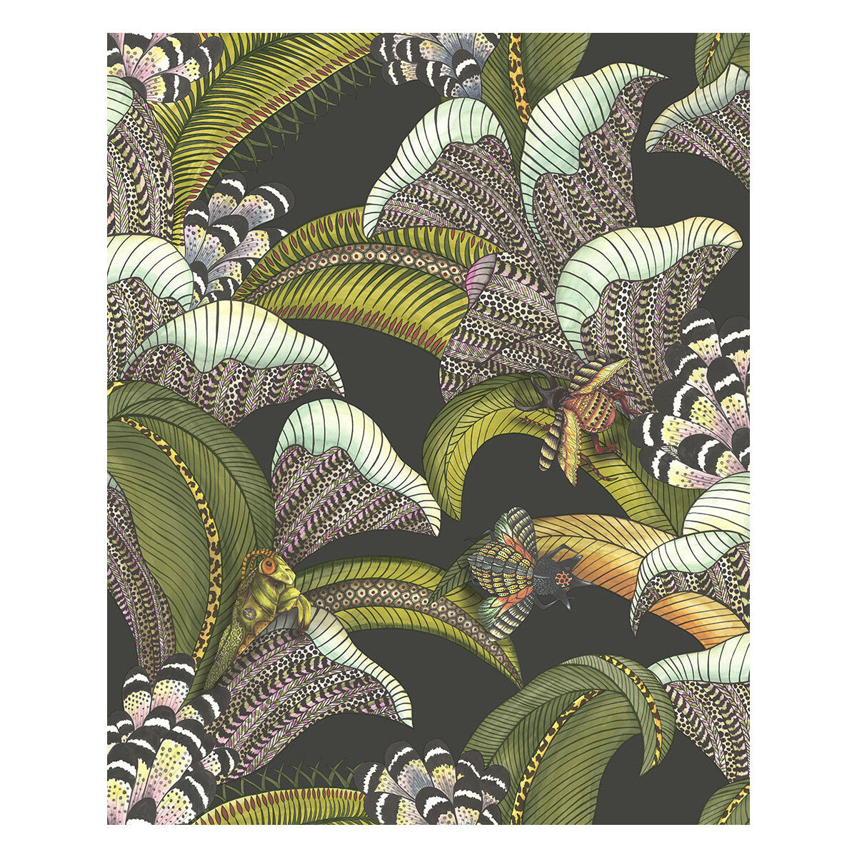 COLE & SON 119/1002.CS.0 HOOPOE LEAVES OLIVE BLACK Wallpaper - Eade's Wallpaper