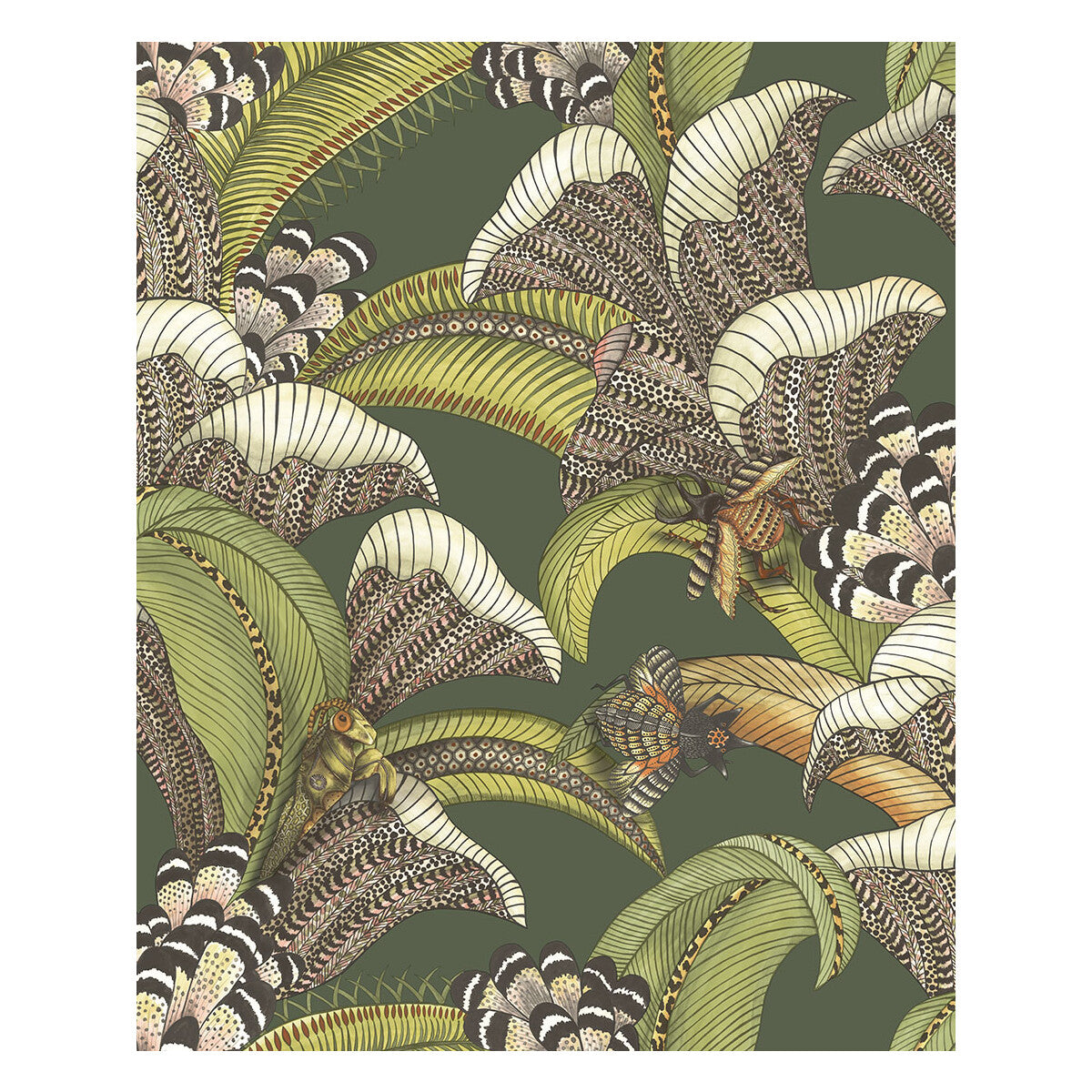 COLE & SON 119/1003.CS.0 HOOPOE LEAVES SPRING GREEN AND CORAL Wallpaper - Eade's Wallpaper