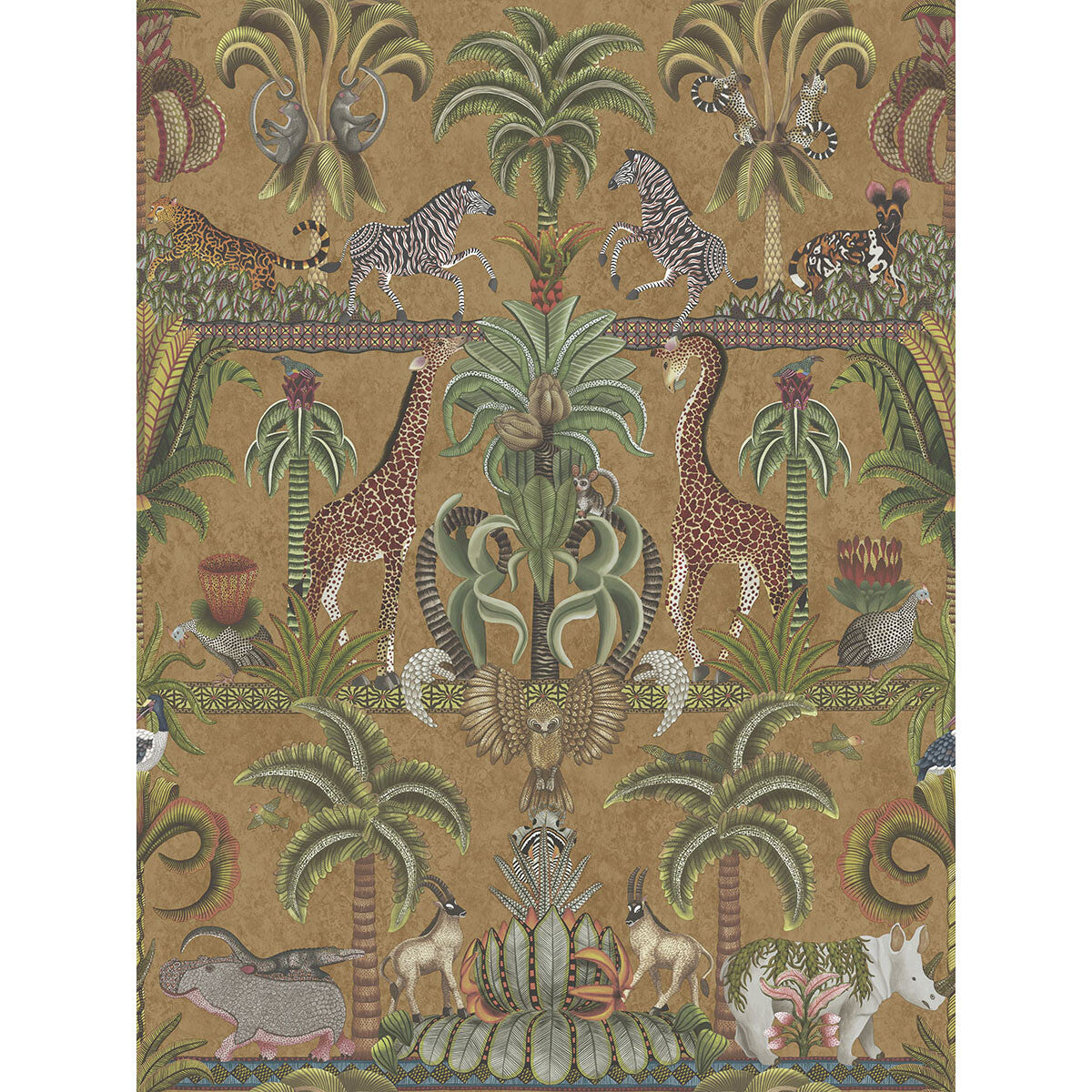 COLE & SON 119/5025.CS.0 AFRIKA KINGDOM OLGRN/SPGRN/MT BRONZ Wallpaper - Eade's Wallpaper