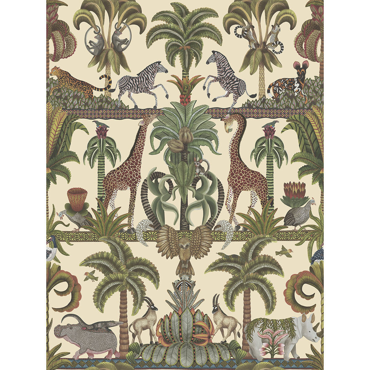 COLE & SON 119/5026.CS.0 AFRIKA KINGDOM OLGREEN & SPGREEN/CREAM Wallpaper - Eade's Wallpaper