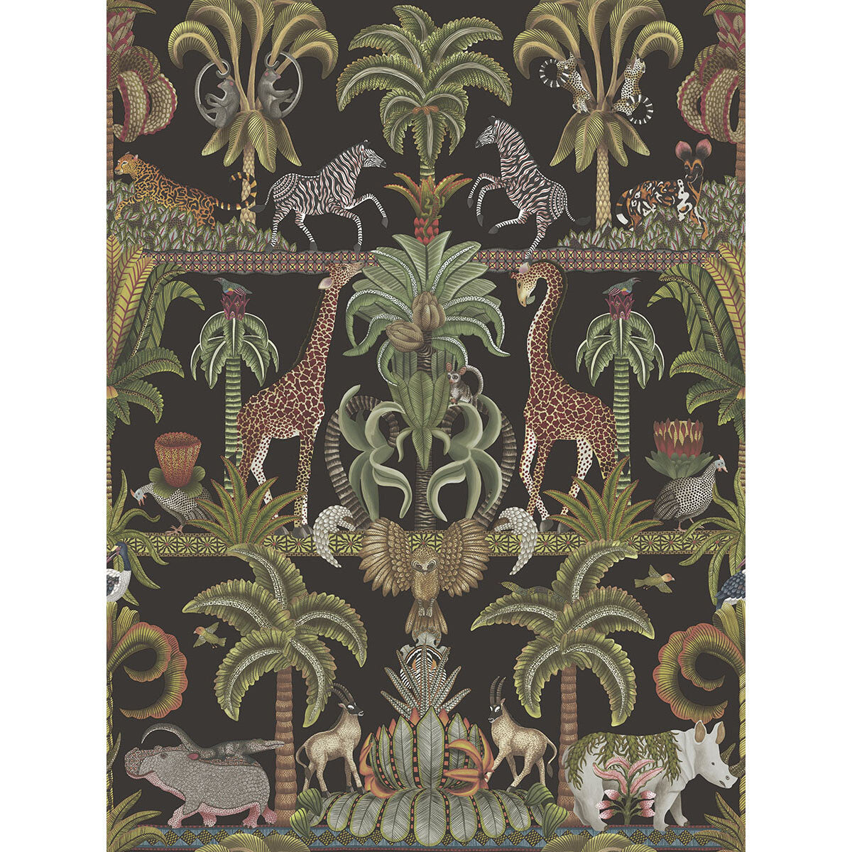 COLE & SON 119/5027.CS.0 AFRIKA KINGDOM OLVGRN&SPGRN/BCK Wallpaper - Eade's Wallpaper