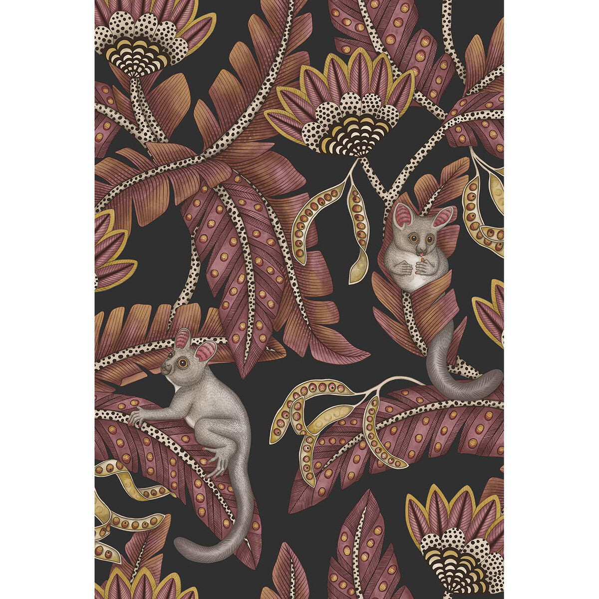 COLE & SON 119/7033.CS.0 BUSH BABY CRMSN&MRGLD/CHRCL Wallpaper - Eade's Wallpaper