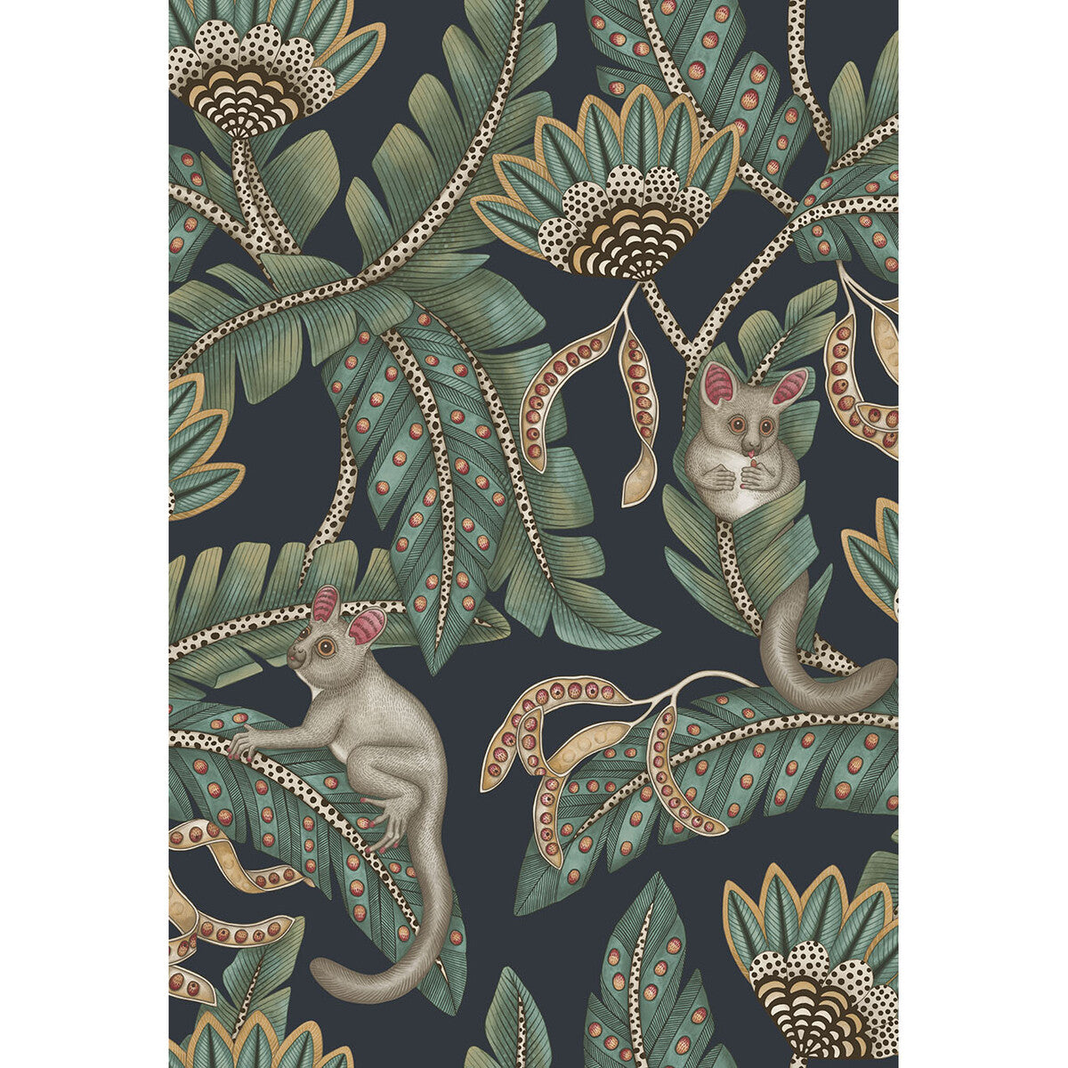 COLE & SON 119/7034.CS.0 BUSH BABY TEAL&OCHRE/INK Wallpaper - Eade's Wallpaper