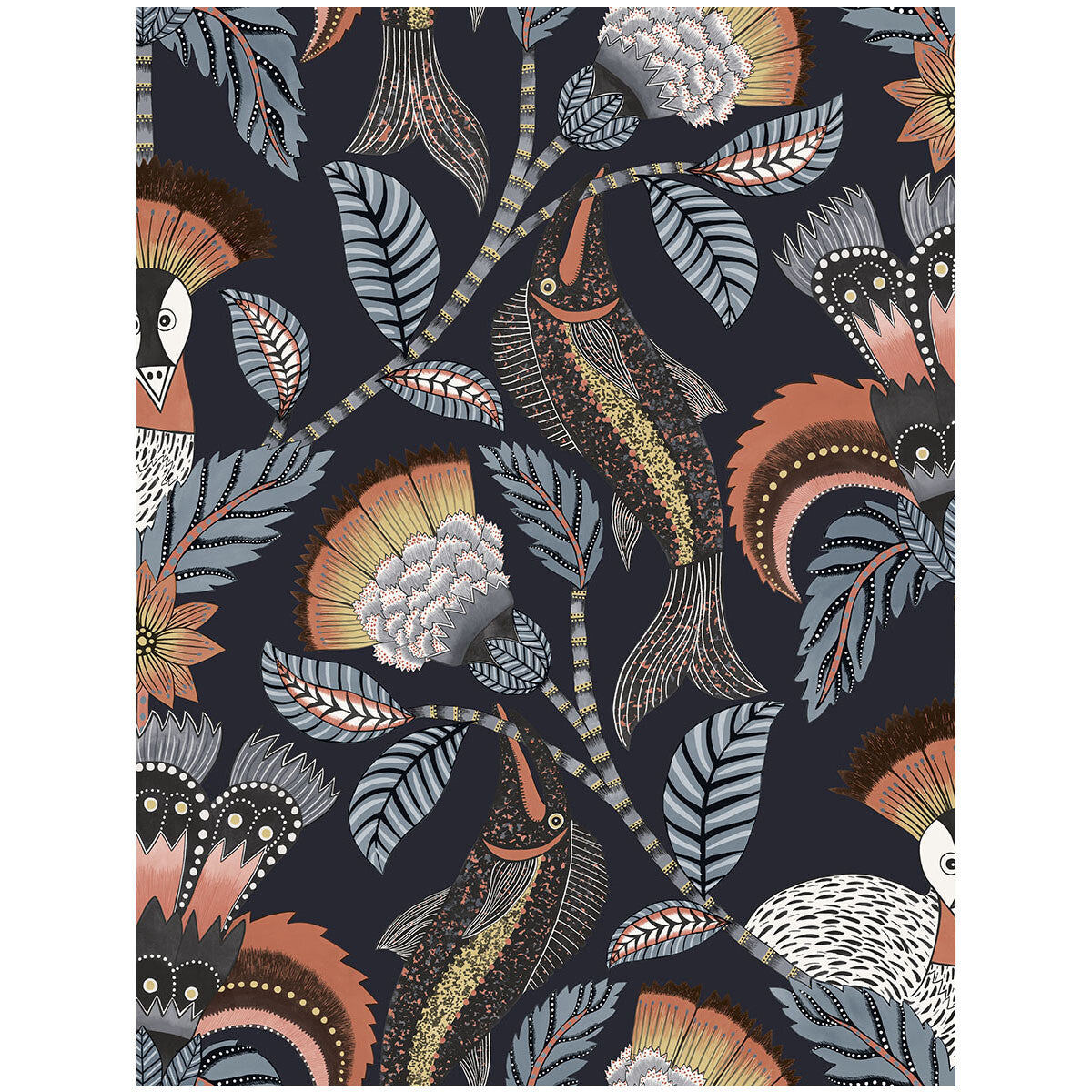 COLE & SON 119/8038.CS.0 NENE TERRACOTTA MIDNIGHT Wallpaper - Eade's Wallpaper
