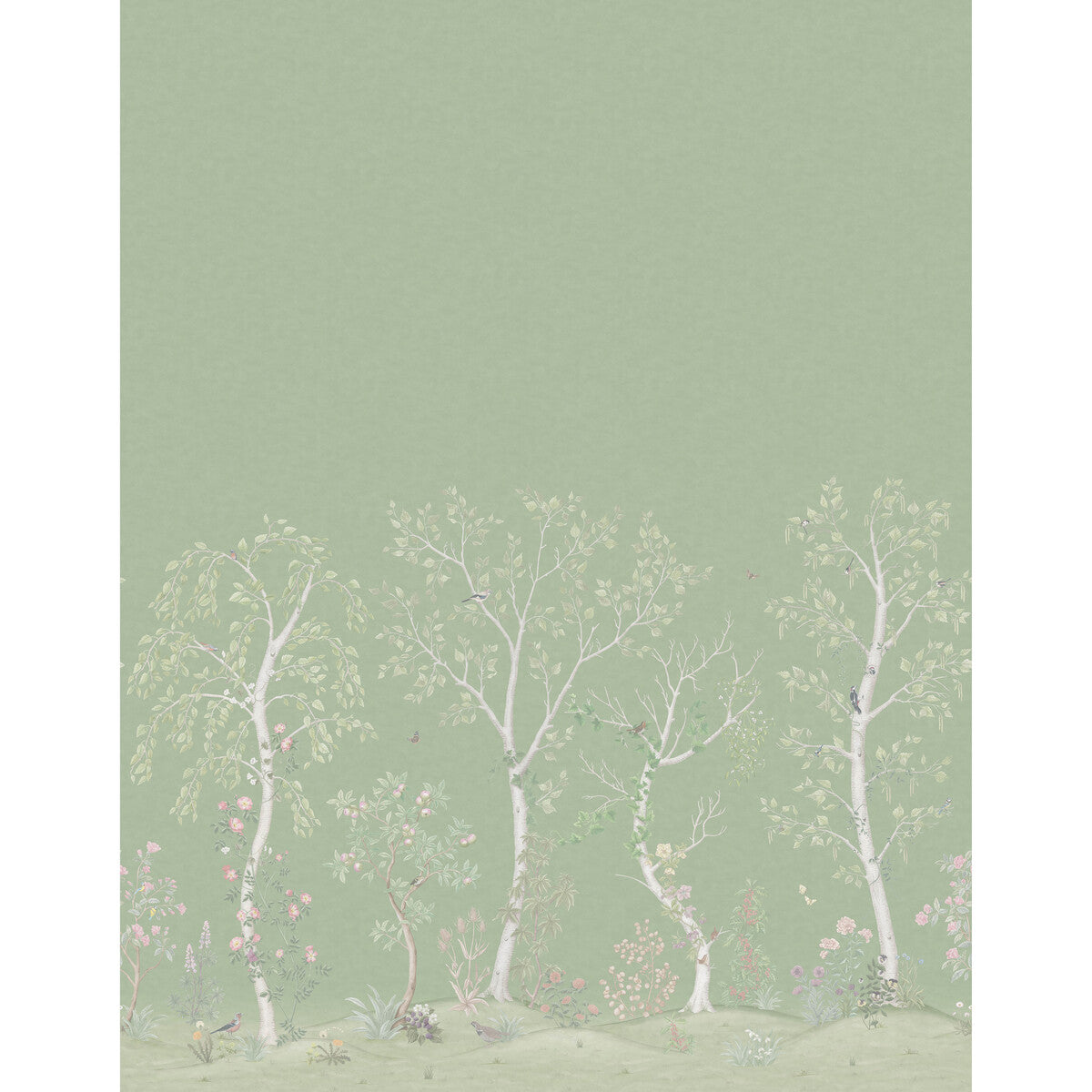 COLE & SON 120/6021S.CS.0 SEASONAL WOODS OLIVE SILK Wallpaper - Eade's Wallpaper