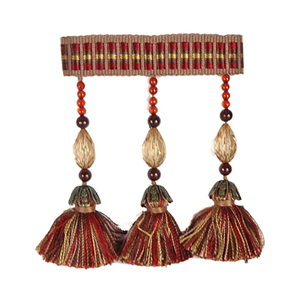 Eade's RMCoco-T1115A4-sample MERLOT BEAD TASSEL FRINGE