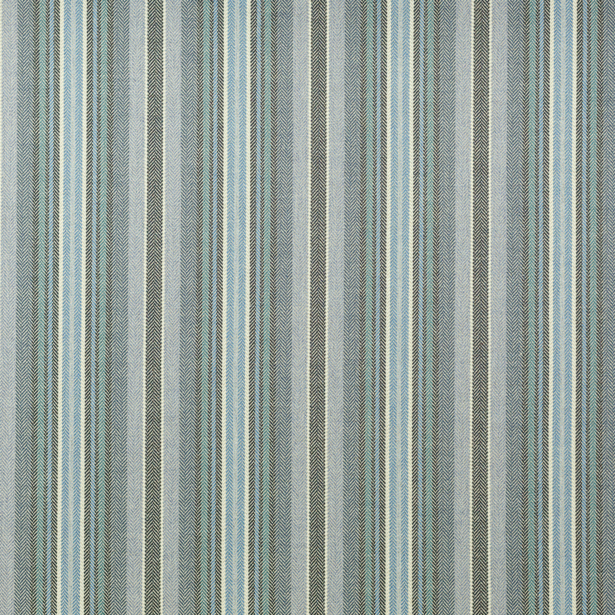 Schumacher 164P59 HERRINGBONE STRIPE in INDIGO Fabric - RAOU