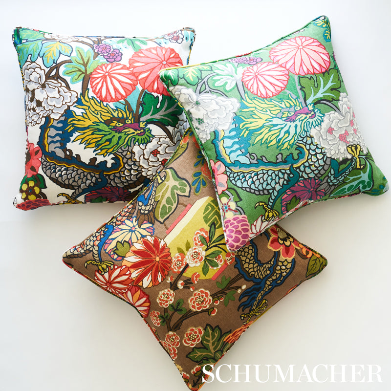 Schumacher 173274 CHIANG MAI DRAGON in MOCHA Fabric - EXUBER