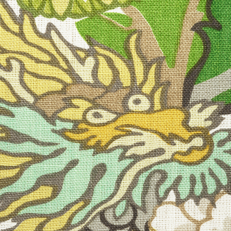 Schumacher 173279 CHIANG MAI DRAGON in CITRUS Fabric - EXUBE