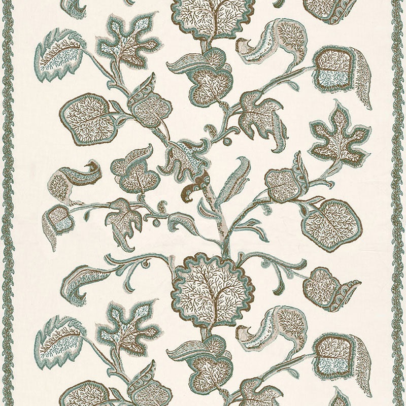 Schumacher 173612 PALAMPORE BLOCK PRINT in TEAL Fabric - PER