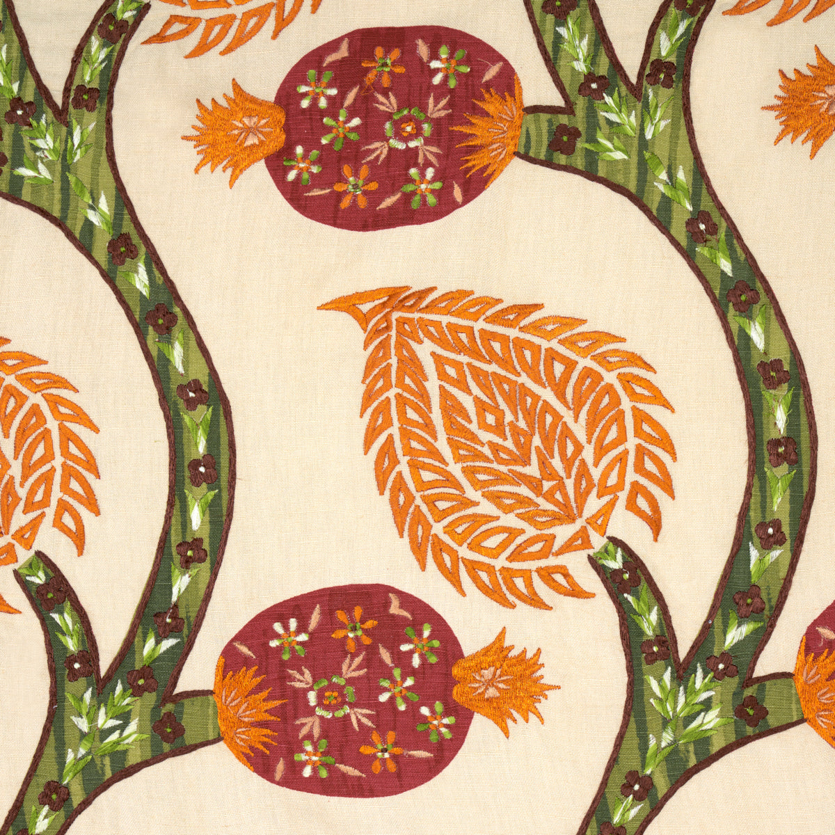 Schumacher 174180 Nurata Embroidery in CORAL Fabric - PERENN
