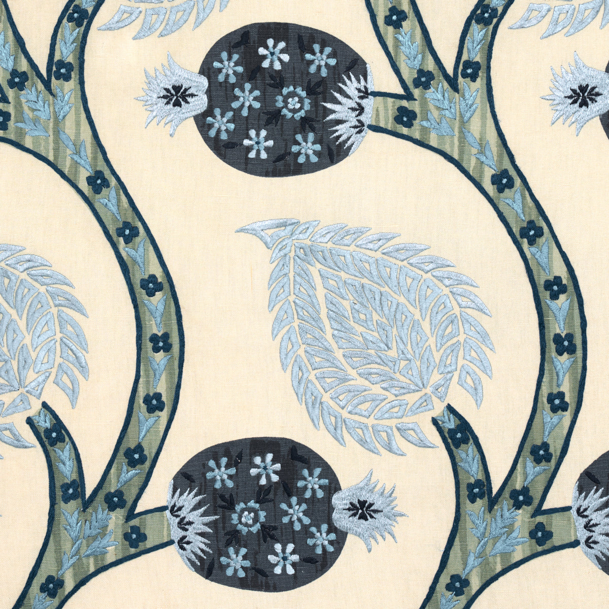 Schumacher 174181 Nurata Embroidery in LAPIS Fabric - PERENN