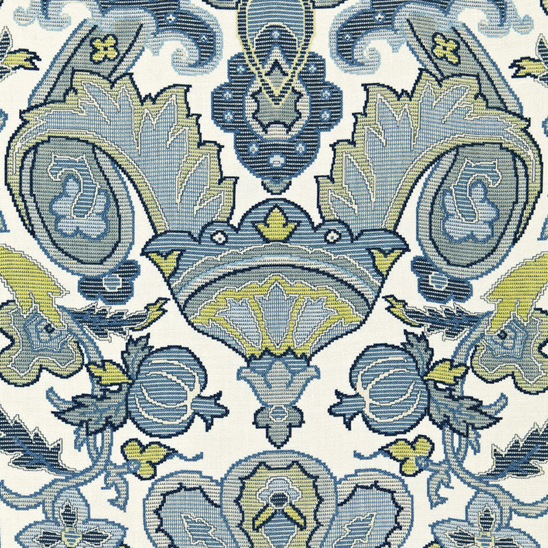 Schumacher 175080 MATAURA LINEN PRINT in AEGEAN Fabric - CLA