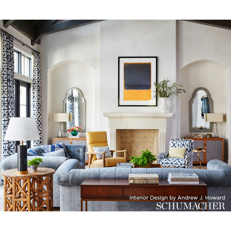 Schumacher 175380 ANDROMEDA LINEN in INDIGO Fabric - AU NATU