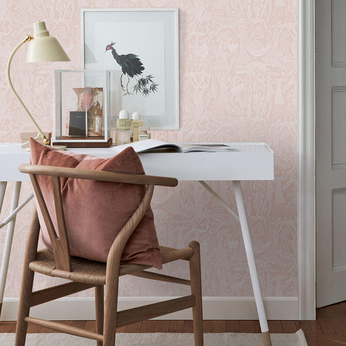 Schumacher 1764 POÈME D'AMOUR in BLUSH Wallpaper - BORÅSTA