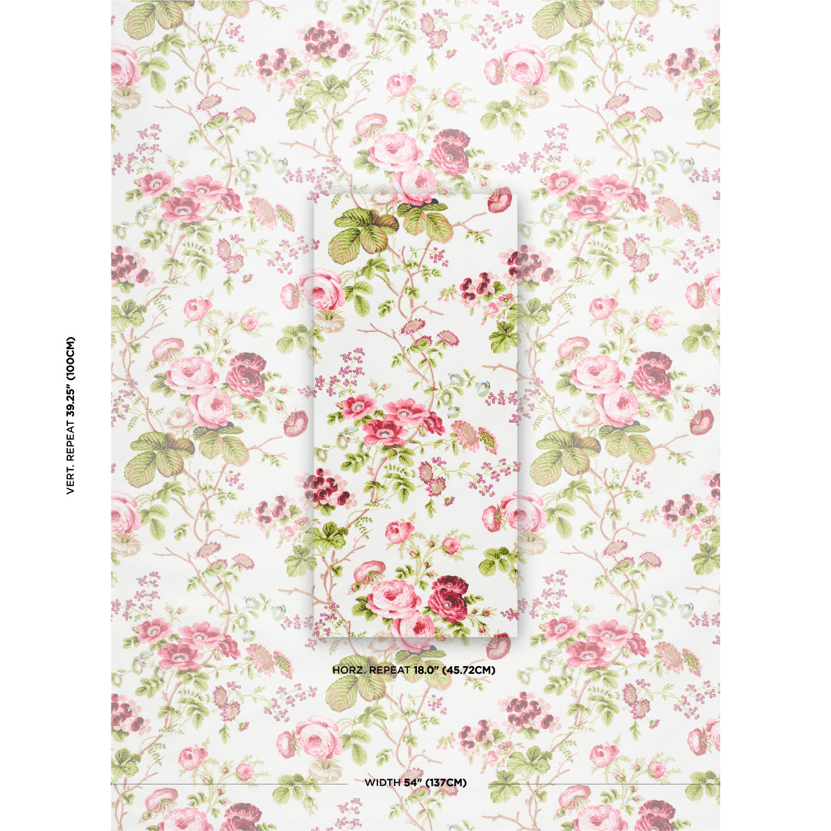 Schumacher Salisbury Chintz Garnet Fabric - Eade's Wallpaper