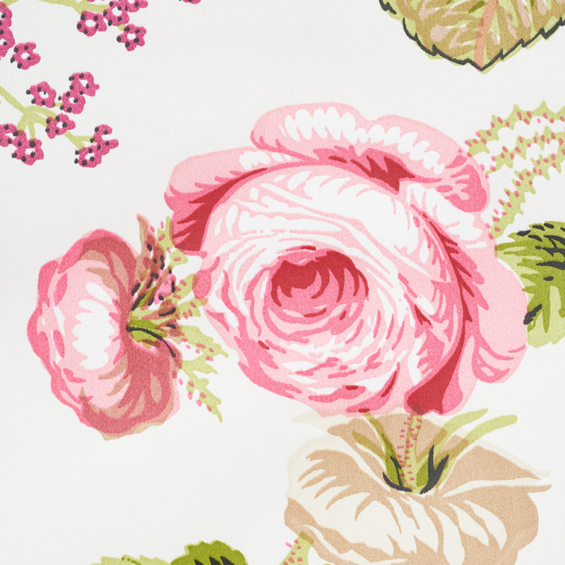 Schumacher Salisbury Chintz Garnet Fabric - Eade's Wallpaper