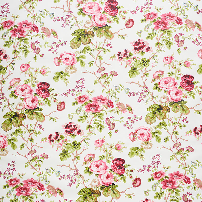 Schumacher Salisbury Chintz Garnet Fabric - Eade's Wallpaper