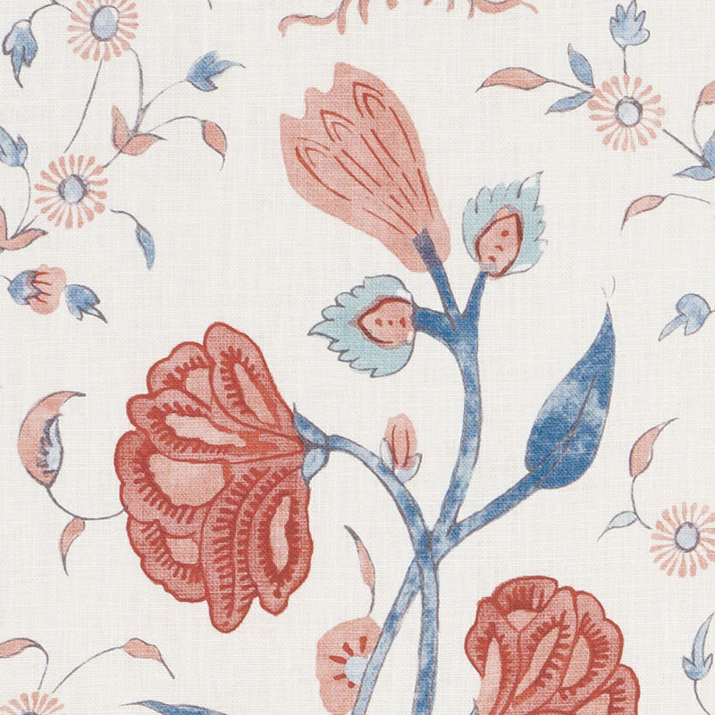 Schumacher 178330 KHILANA FLORAL in DELFT & ROSE Fabric - PA